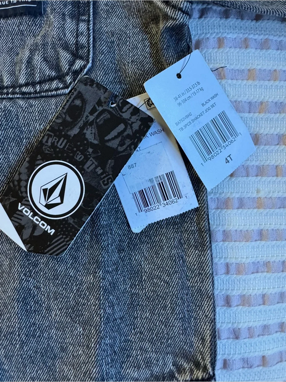Volcom Kids Hooded Jean Jacket in Gray Wash with Black Hood